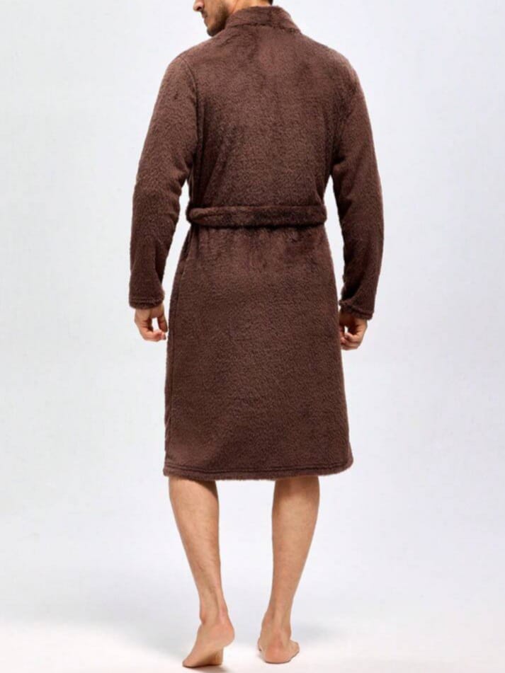 DREAM-CITY Men's Homme Solid Color Luxurious Bathrobe